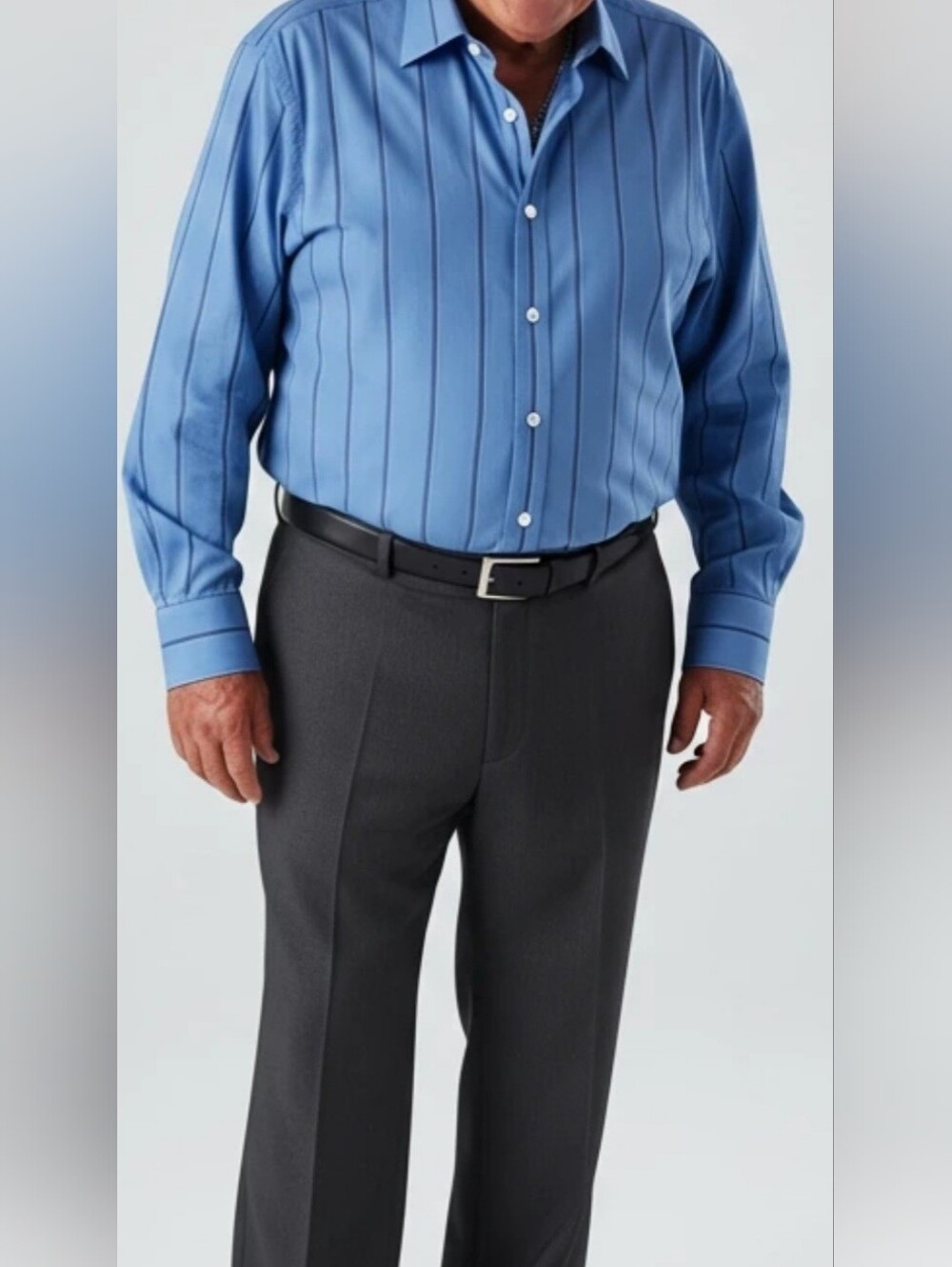 John Henry Full Cut Long Sleeve Shirt Blue pin Stripe  Size 17 34/35